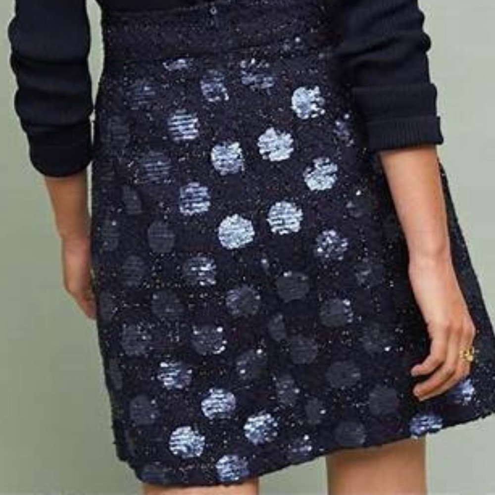 Eva Franco Navy Sequin Holiday Skirt Size 0